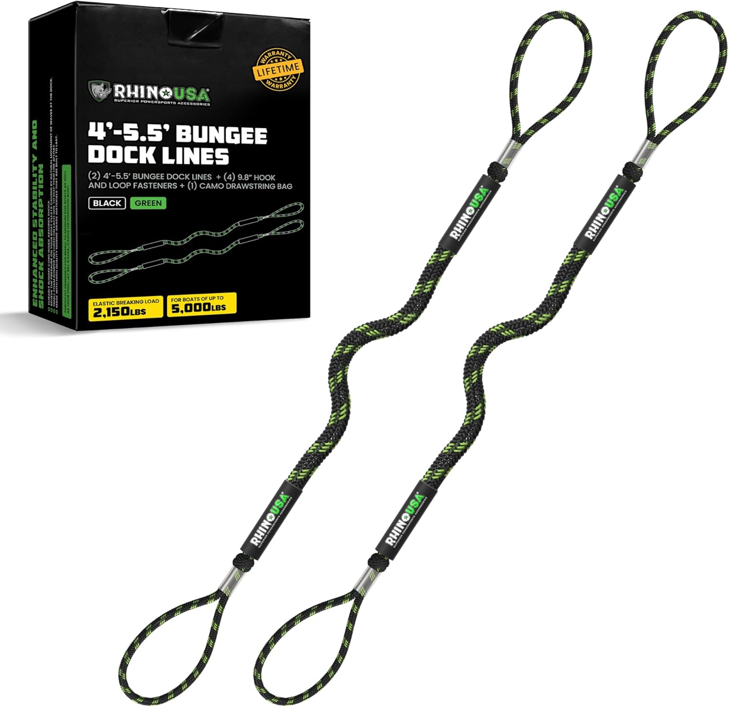 Rhino USA Heavy Duty Vehicle Tie Down Kit- Green Rhino USA Heavy Duty Vehicle Tie Down Kit- Green