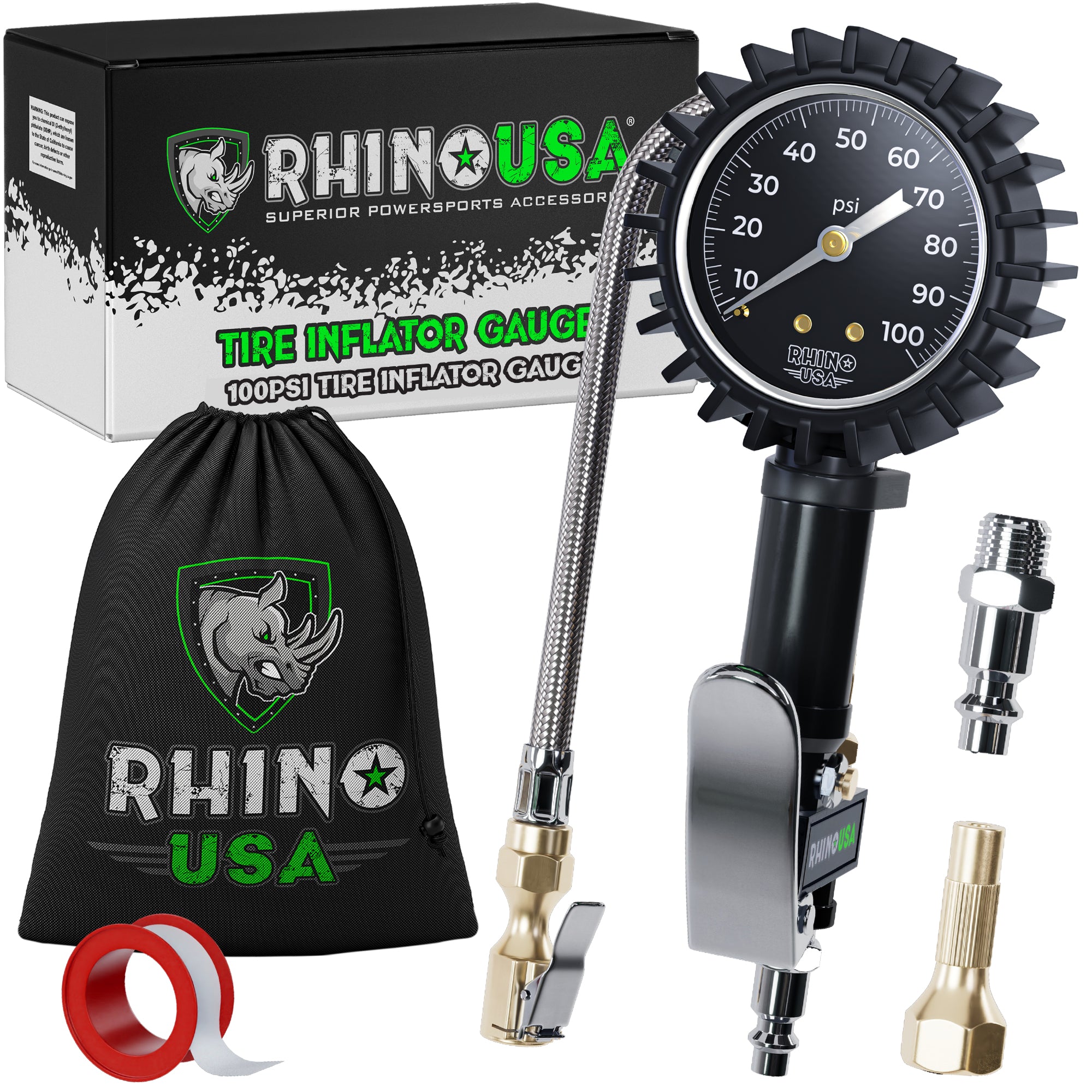 Air inflator clearance with gauge