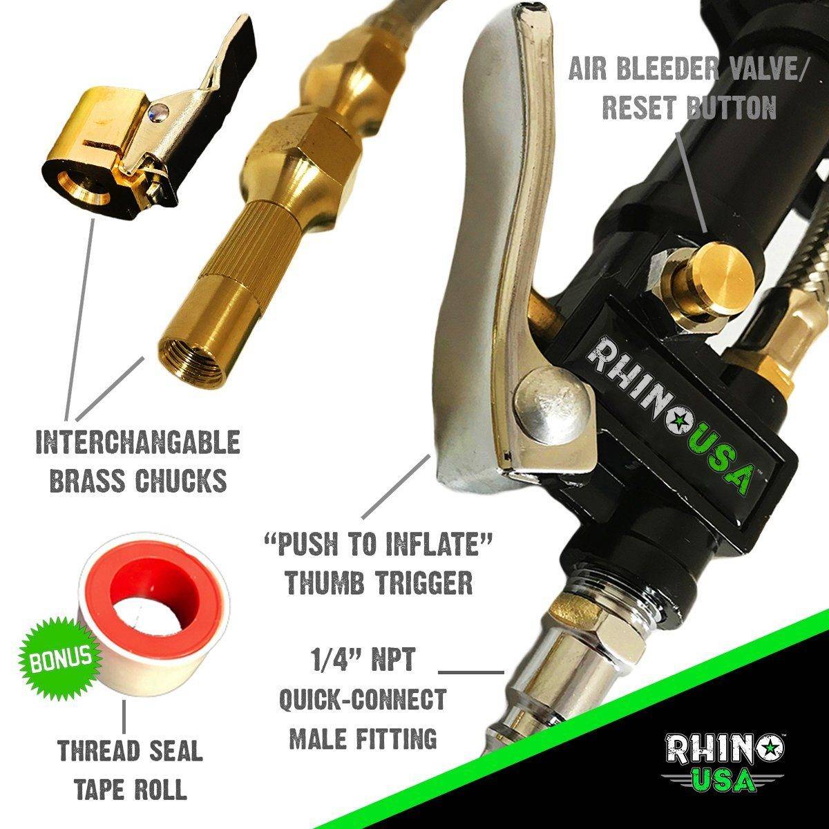 200 PSI Tire Inflator Gauge Gauges Rhino USA, Inc.