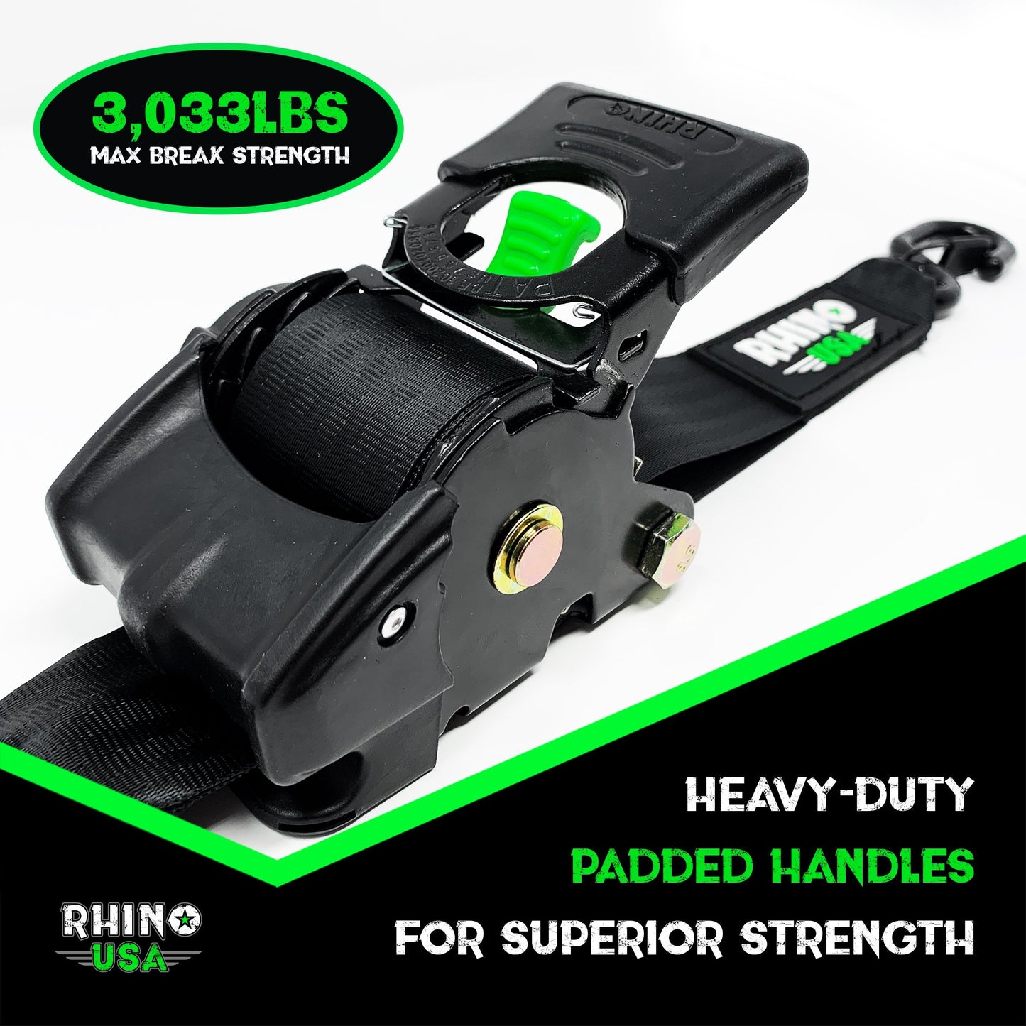 2" x 10' Retractable Ratchet Straps (2-Pack) Tie-Down Straps Rhino USA