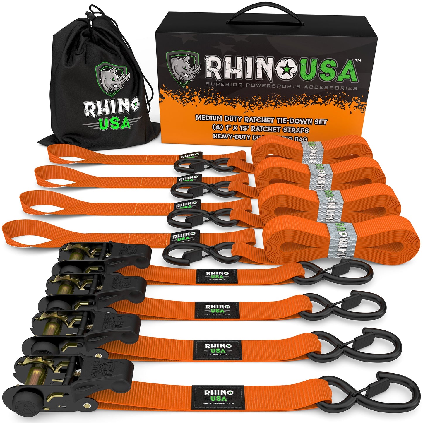 1" x 15' Ratchet Tie-Down Set (4-Pack) Rhino USA, Inc.