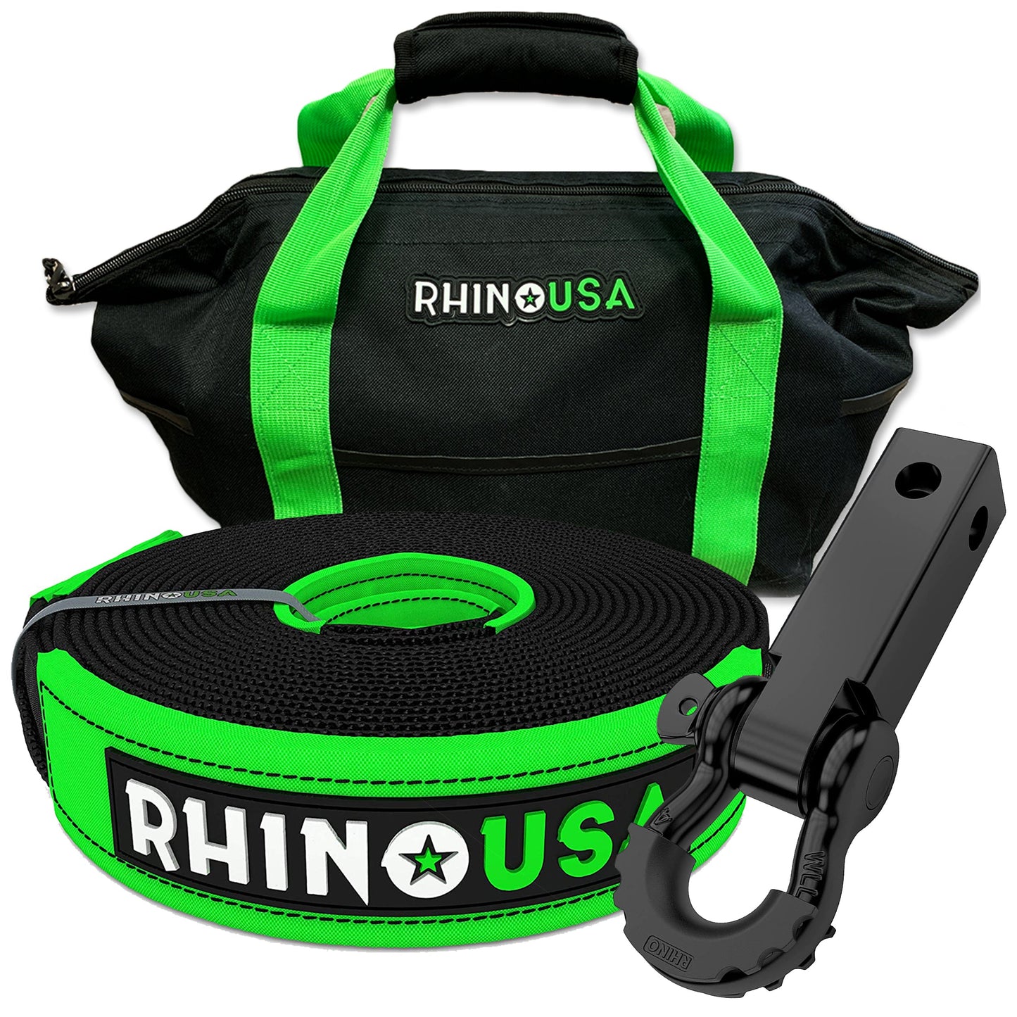20' Tow Strap & Shackle Hitch Receiver Combo Recovery Rhino USA, Inc.