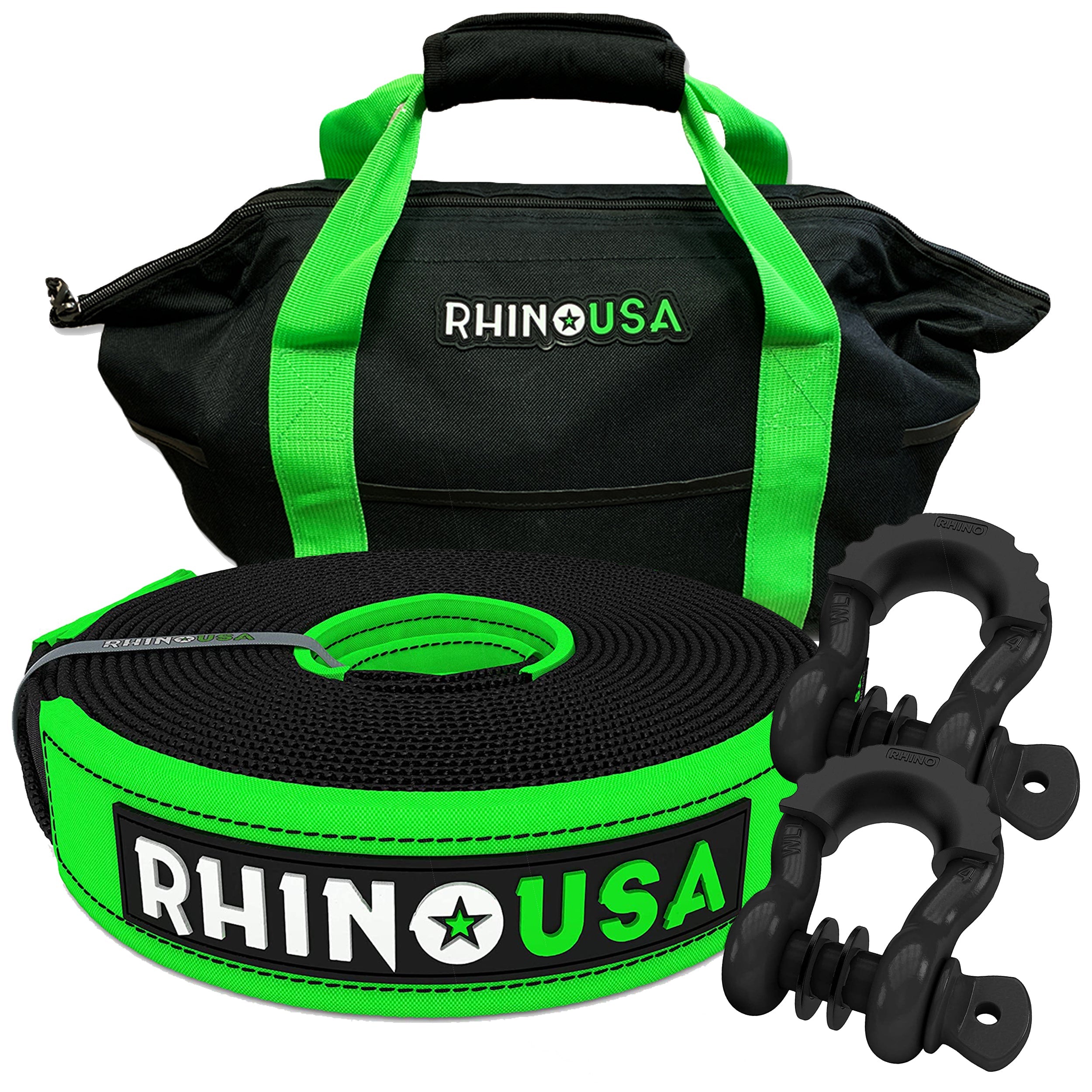 Rhino USA 2 x 20' Ultimate Recovery Tow Strap - Jagged X Offroad