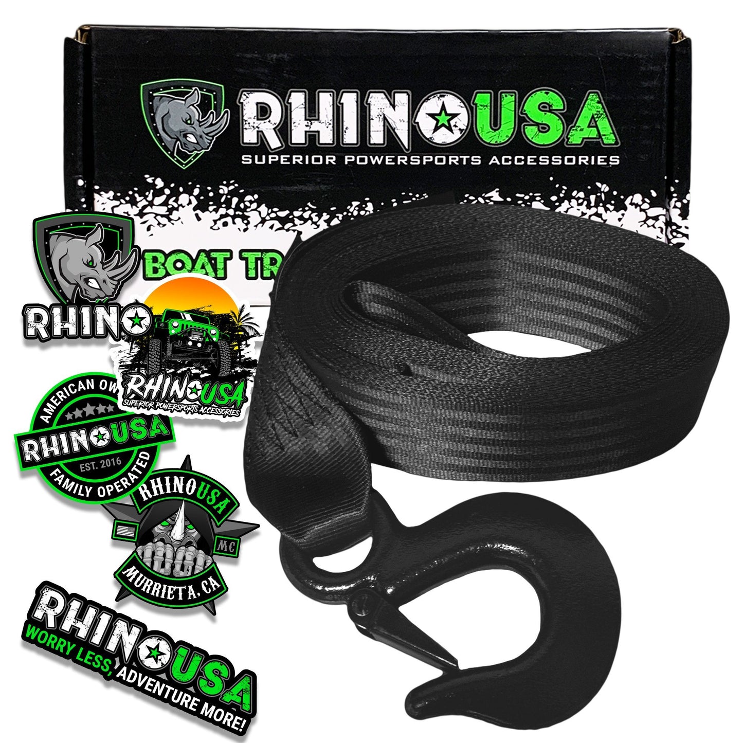 Boat Winch Strap w/ Hook Rhino USA