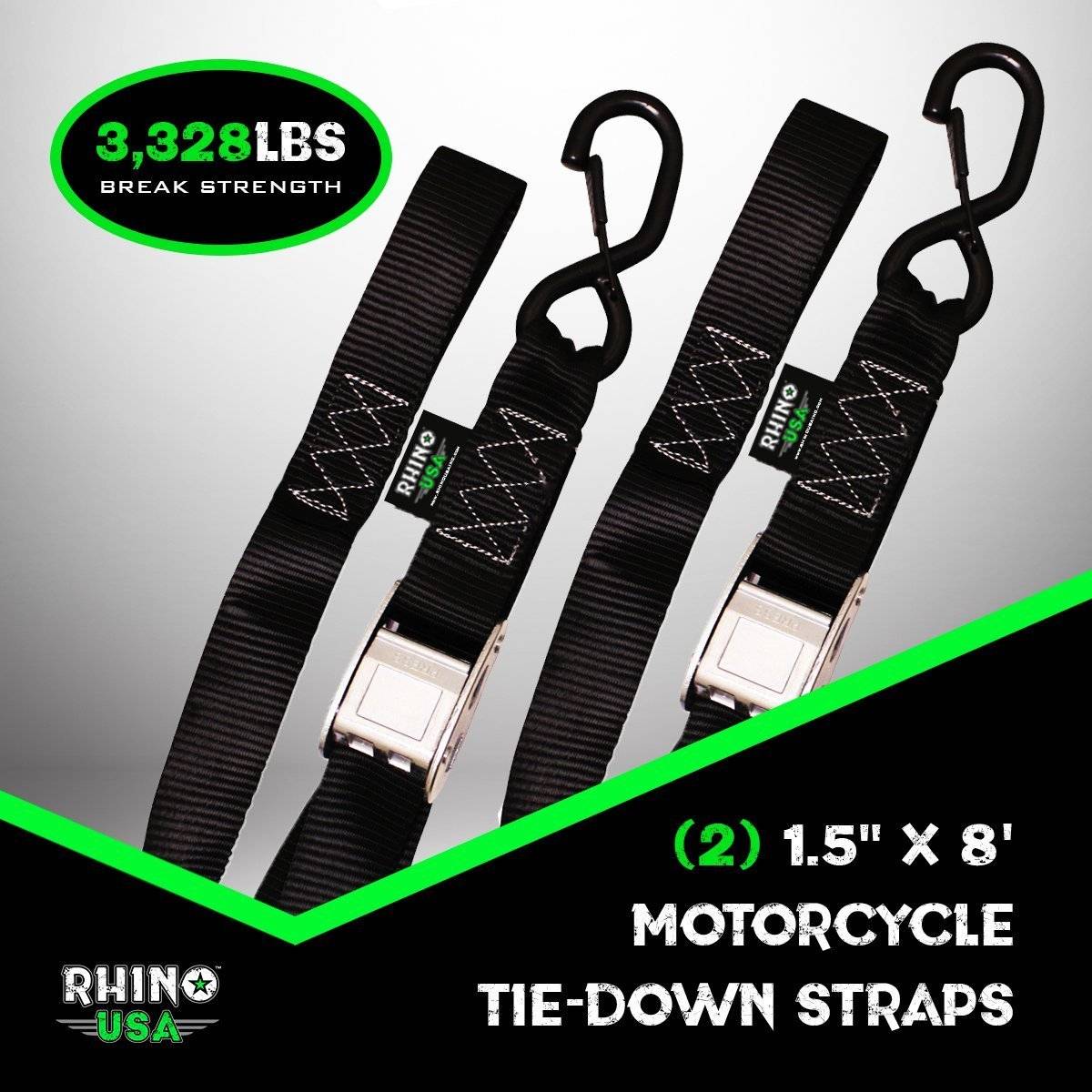 1.5" x 8' Cambuckle Tie-Down Straps (2-Pack) Rhino USA, Inc.