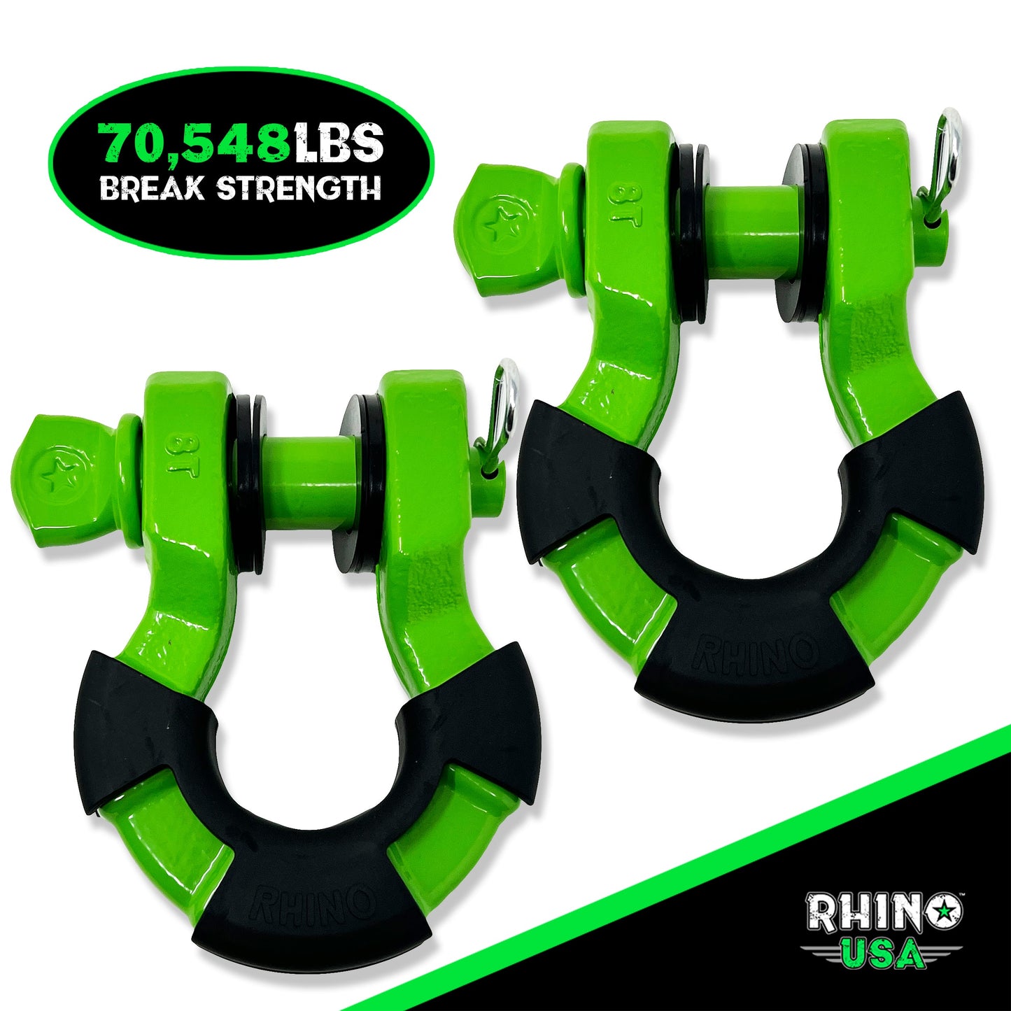 8 Ton Super Shackles w/ Isolators Recovery Rhino USA