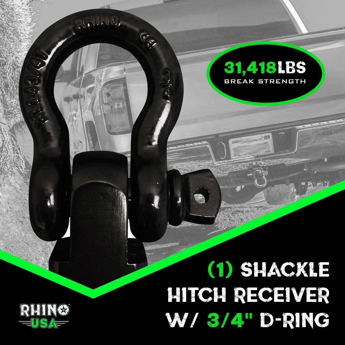 30' Tow Strap & Shackle Hitch Receiver Combo Recovery Rhino USA, Inc.