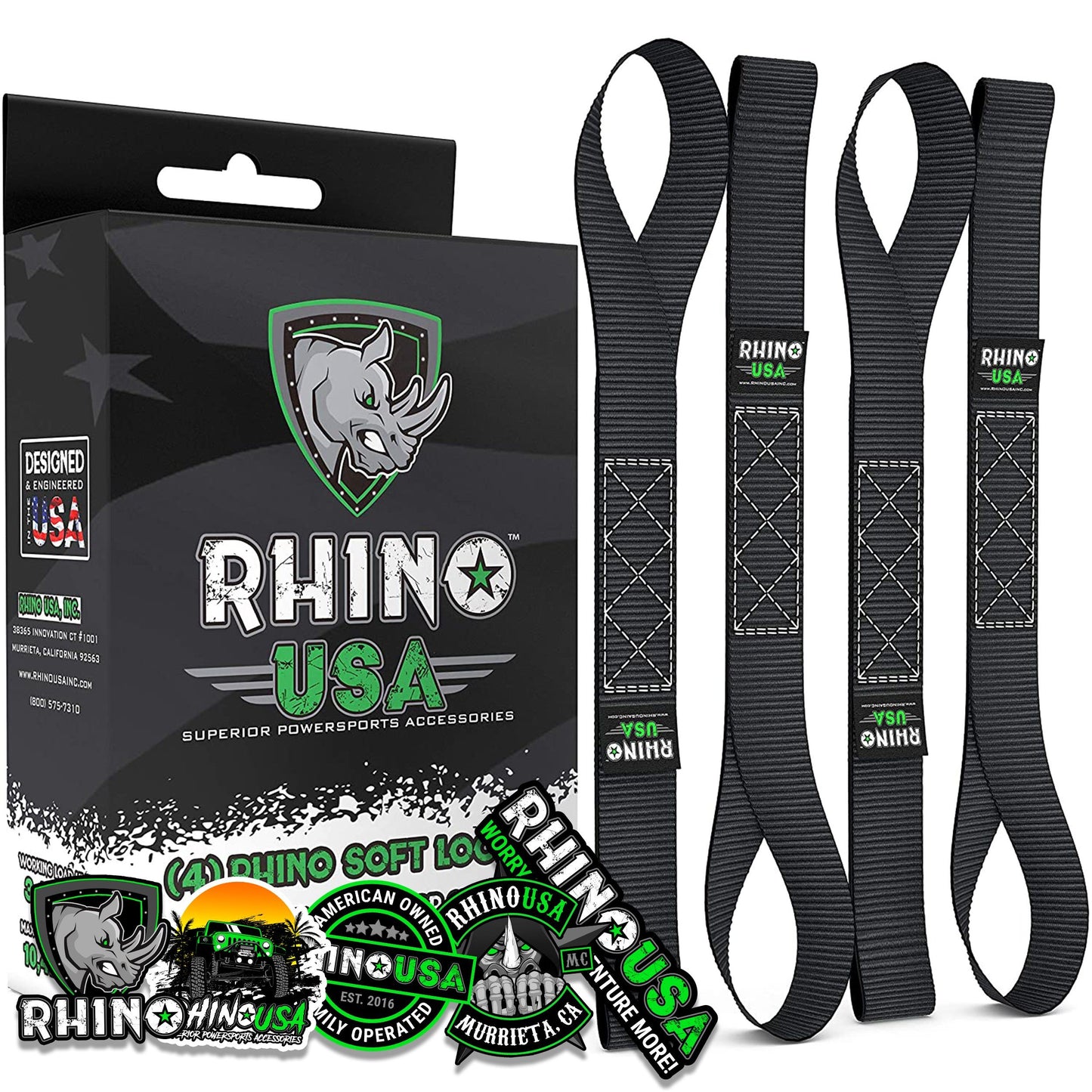 1.7" x 17" Soft Loop Tie-Down Straps (4-Pack) Tie-Down Straps Rhino USA, Inc. Black
