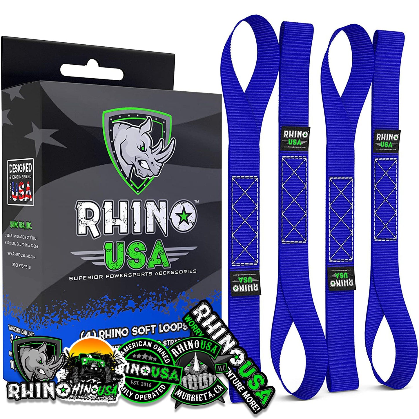 1.7" x 17" Soft Loop Tie-Down Straps (4-Pack) Tie-Down Straps Rhino USA, Inc. Blue
