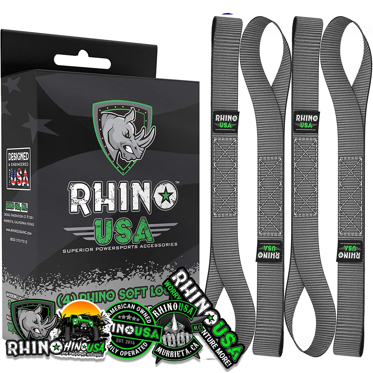 1.7" x 17" Soft Loop Tie-Down Straps (4-Pack) Tie-Down Straps Rhino USA, Inc. Gray