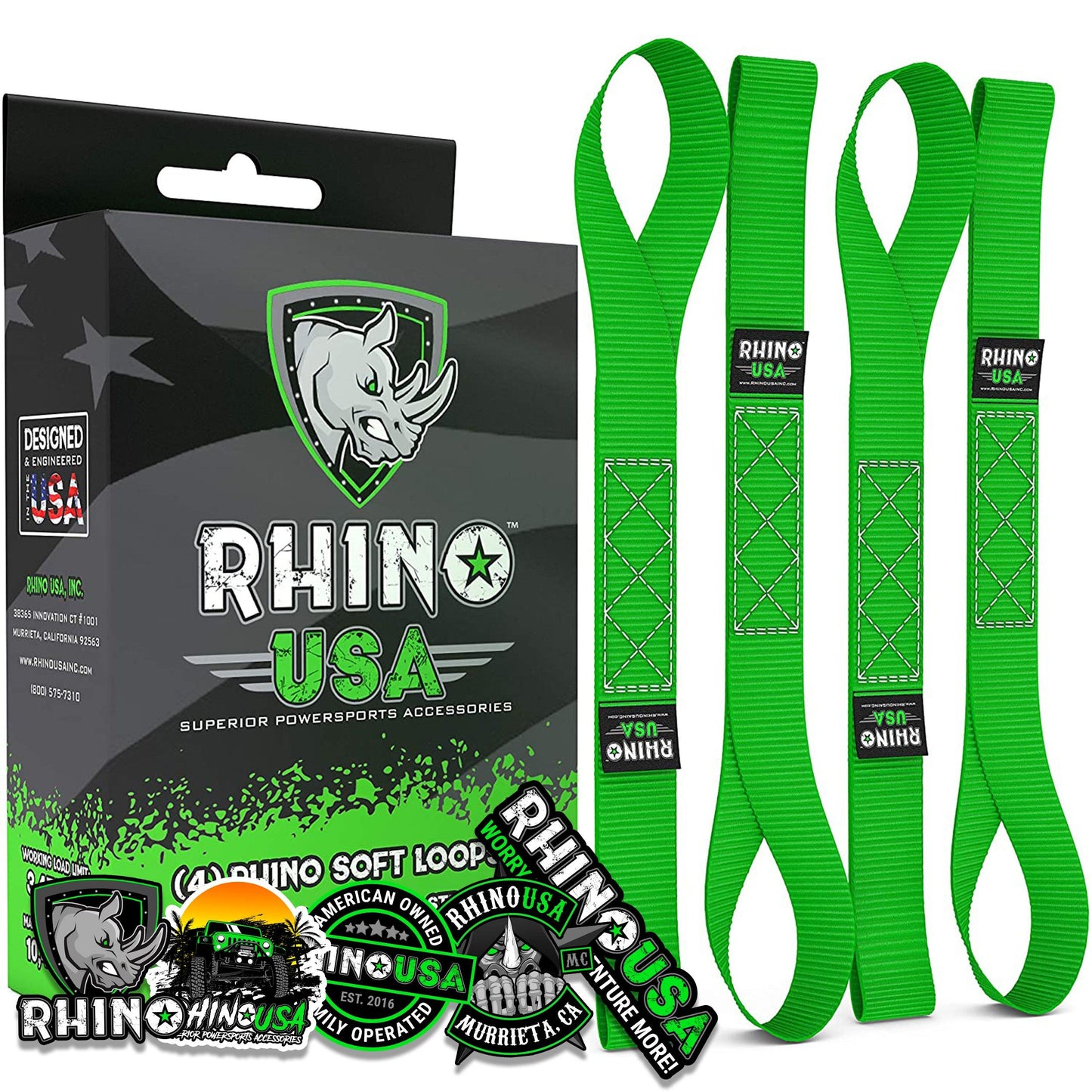1.7" x 17" Soft Loop Tie-Down Straps (4-Pack) Tie-Down Straps Rhino USA, Inc. Lime