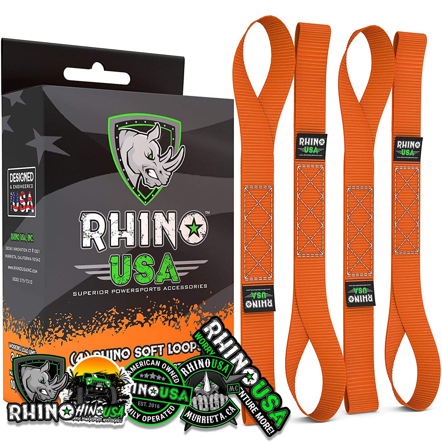 1.7" x 17" Soft Loop Tie-Down Straps (4-Pack) Tie-Down Straps Rhino USA, Inc. Orange