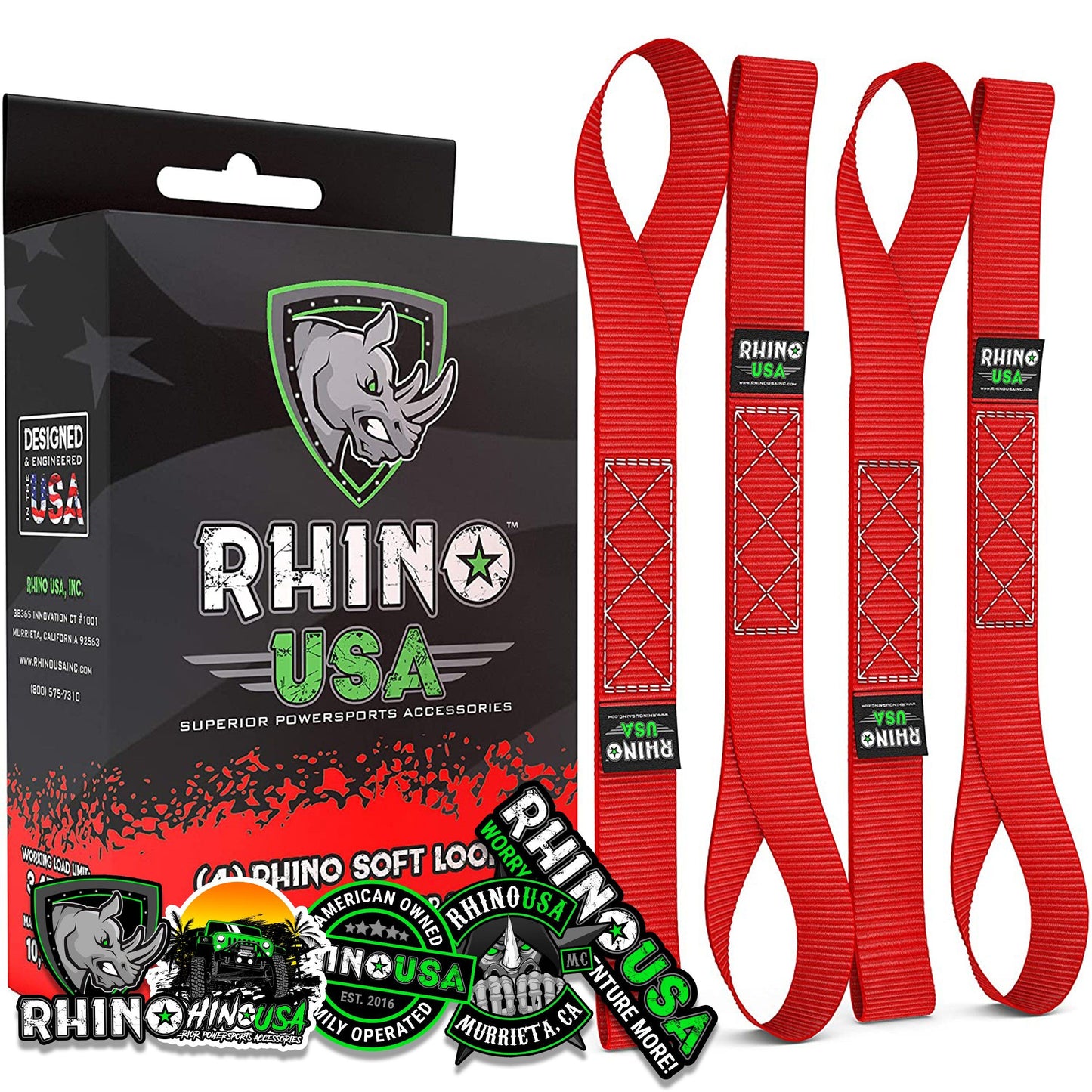 1.7" x 17" Soft Loop Tie-Down Straps (4-Pack) Tie-Down Straps Rhino USA, Inc. Red