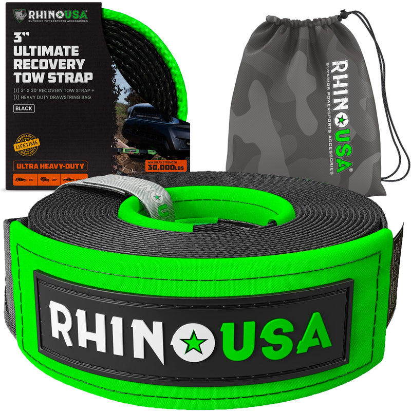 Rhino USA Ultimate Recovery Tow Strap, 3 in x 20 ft, Black for 2011-2026 Ford F-150