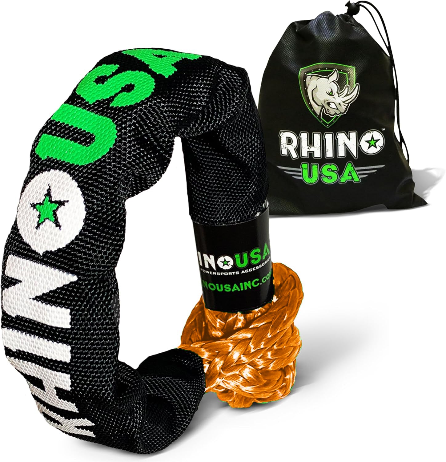 Rhino USA Synthetic Shackle Rope Tow Rope (2 Pack) - 1 Cm X 55 Cm Shackle Rope - 14.200 Kg (MIN) Minimum Breaking Resistance - Offroad Recovery Strap For Trucks Agriculture Forestry