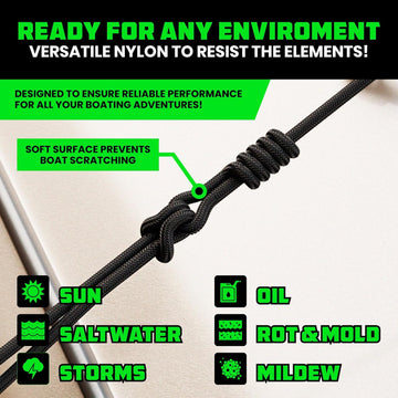 Rhino USA Heavy-Duty Bungee Dock Lines – Elastic Boat Mooring Lines-981841