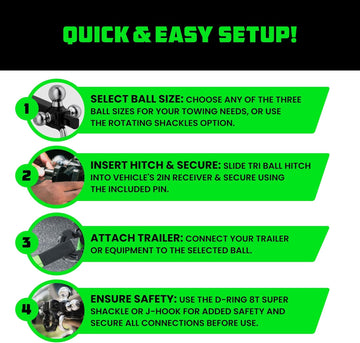 Heavy Duty Tri-Ball Hitch Mount With Hook Triple Ball Mount With Hook Solid Shank Solid Shaft 2x2 Inch Tube Trailer Hitch Receiver Triple Ball Trailer