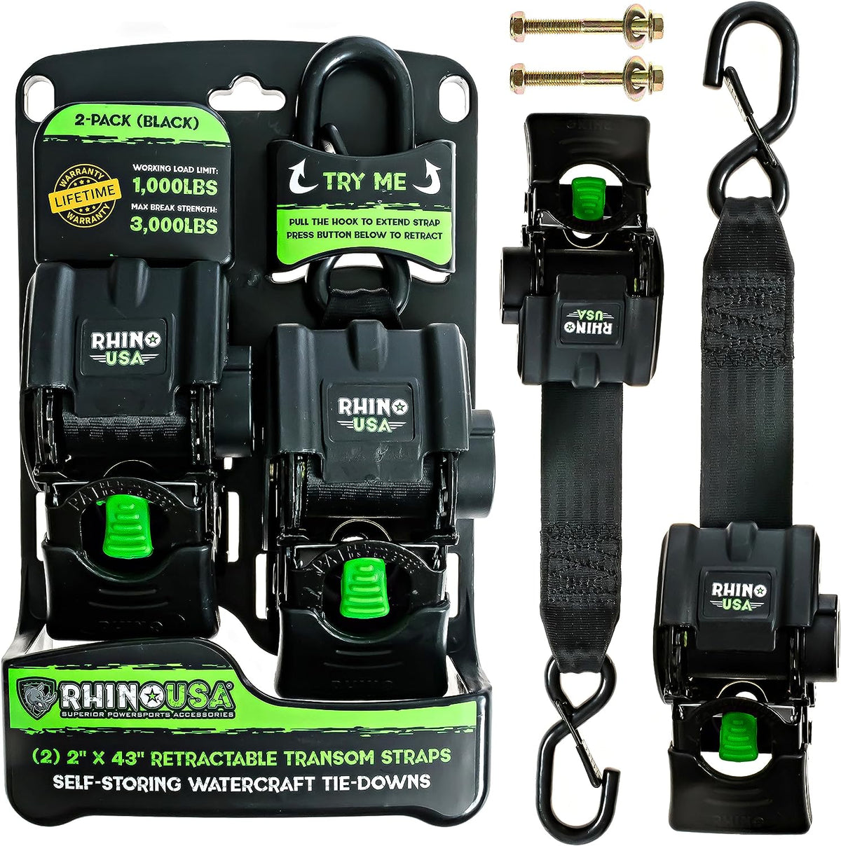 KJE Heavy Duty Car Trailer Tie Down Straps Pack Of 4 Kit - 2" X 8 - View #3