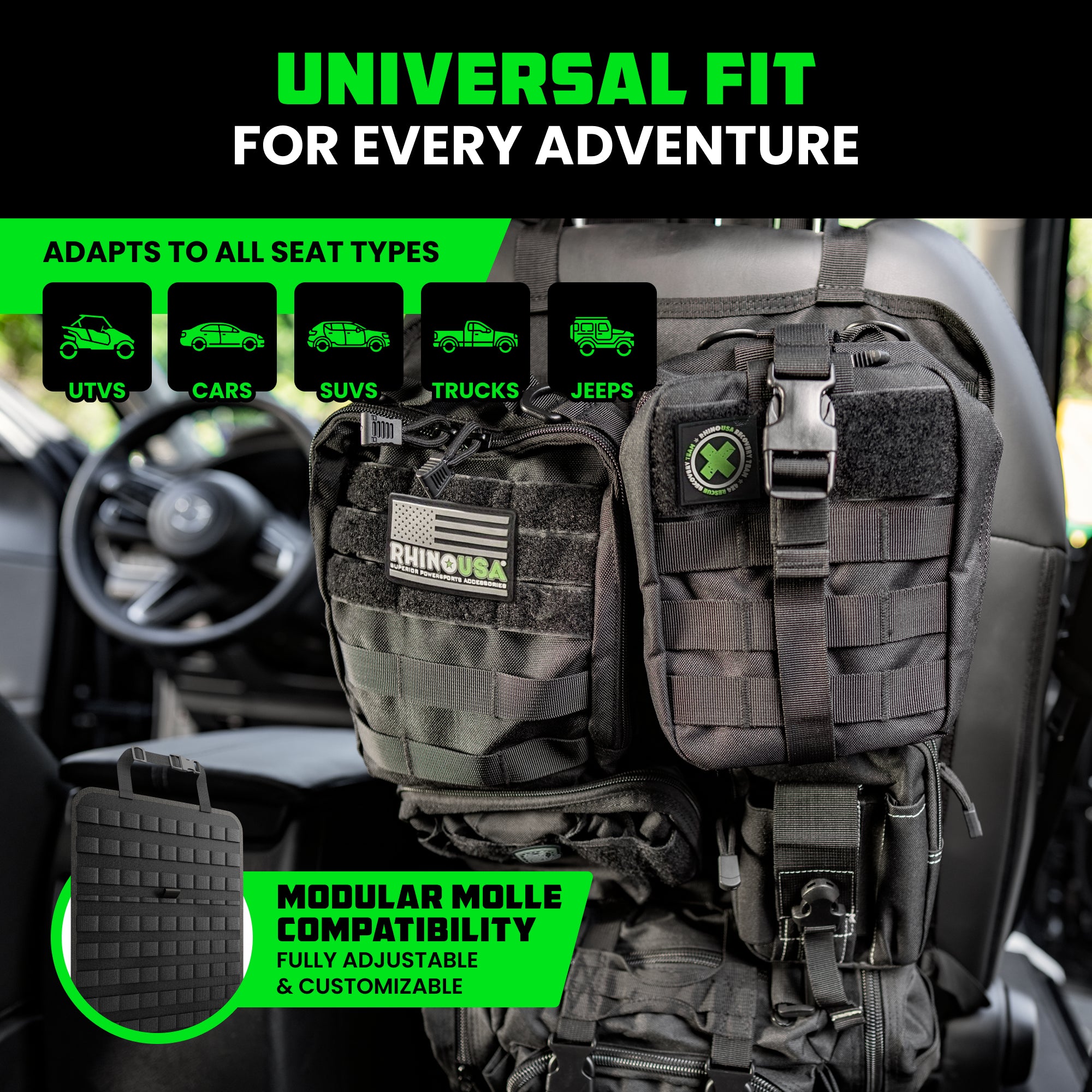 car tactical gear Tactical Car Seat Organizer – Rhino USA
