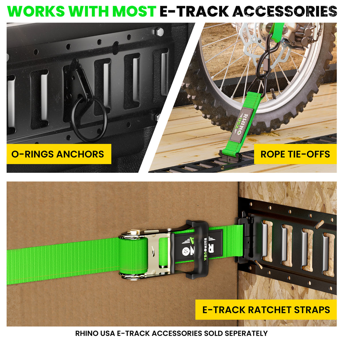 E Track Ratchet Tie Down Straps (4-Pack) - Rhino USA
