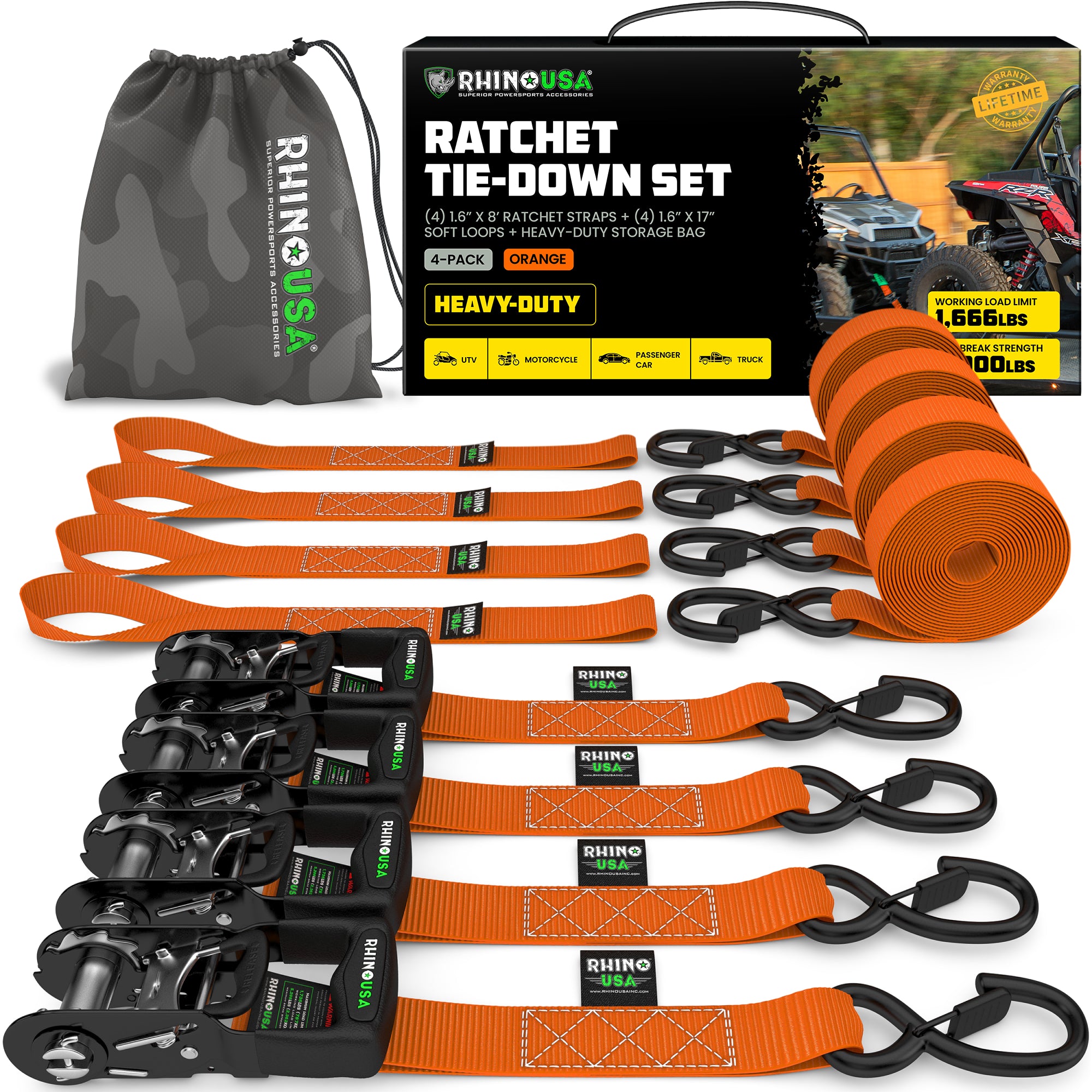 gear straps Best Heavy-Duty Ratchet Tie-Down Set (4-Pack)