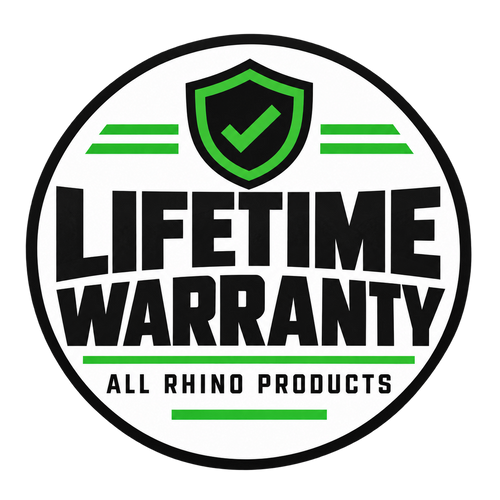 Rhino USA lifetime warranty badge