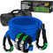 Rhino USA 7/8 inch by 30 foot kinetic recovery rope kit in blue with soft shackles and heavy-duty carry bag