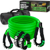 Rhino USA 7/8 inch by 30 foot kinetic recovery rope kit in green with soft shackles and heavy-duty carry bag