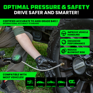 Erato Analog Tyre Inflator With Pressure Gauge 0-16 Bar (220 PSI) Air Pressure Inflator Self-Tightening Air Connector Quick Air Pressure Gauge High Precision Car Motorcycle Bicycle Truck