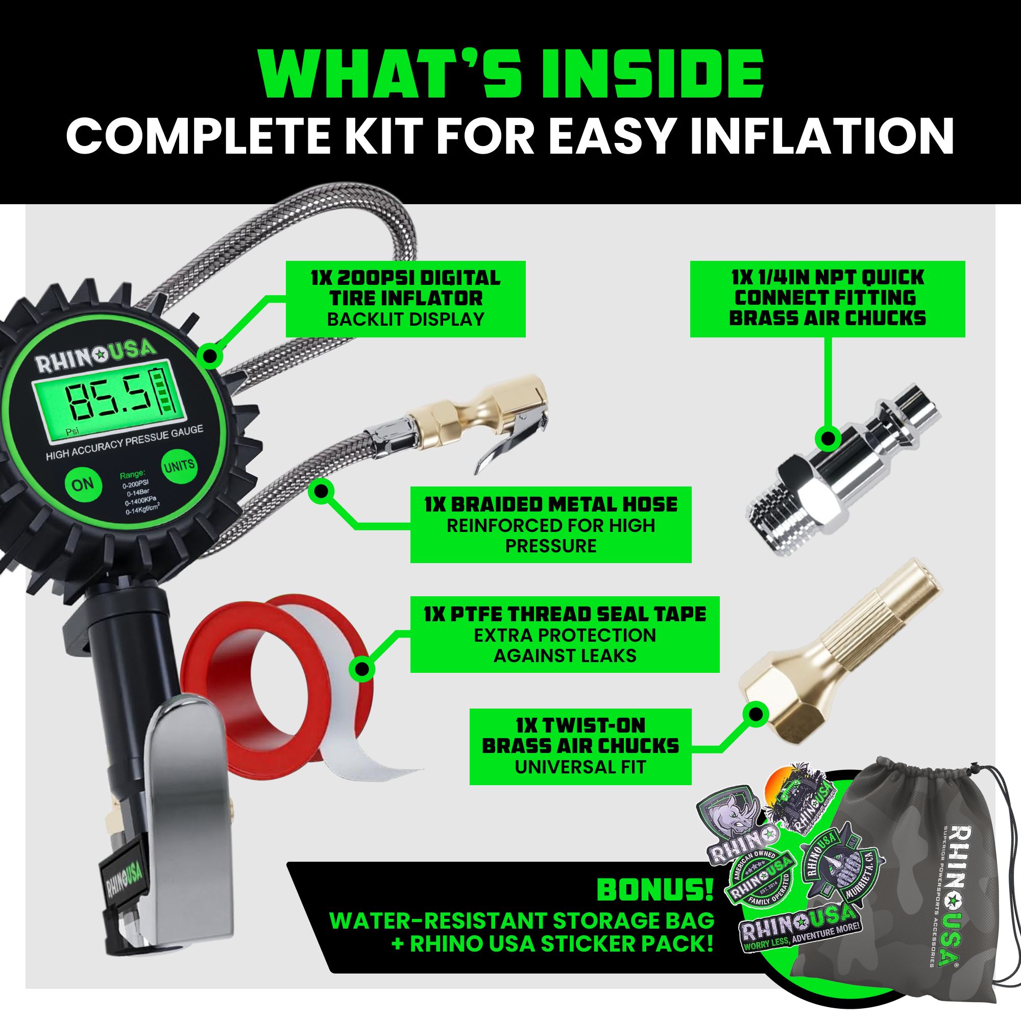 scooter pneumatic tire PSI gauge inflation guide 8-10 inch