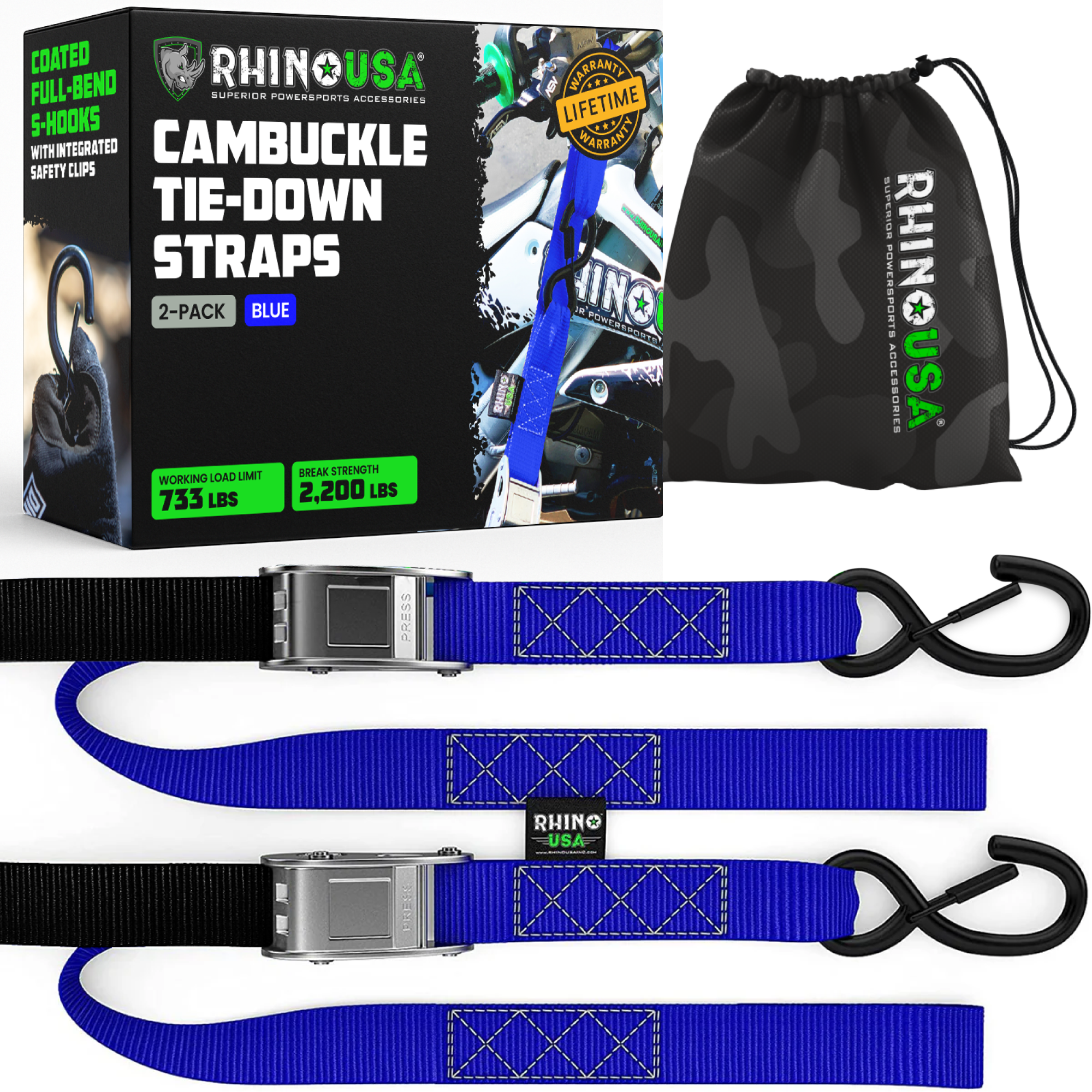 Sangles de Transport Dakine Baja Tie Down Straps 20Ft Deep Blue - Été Sangles de Transport Dakine Baja Tie Down Straps 20Ft Deep Blue - Été