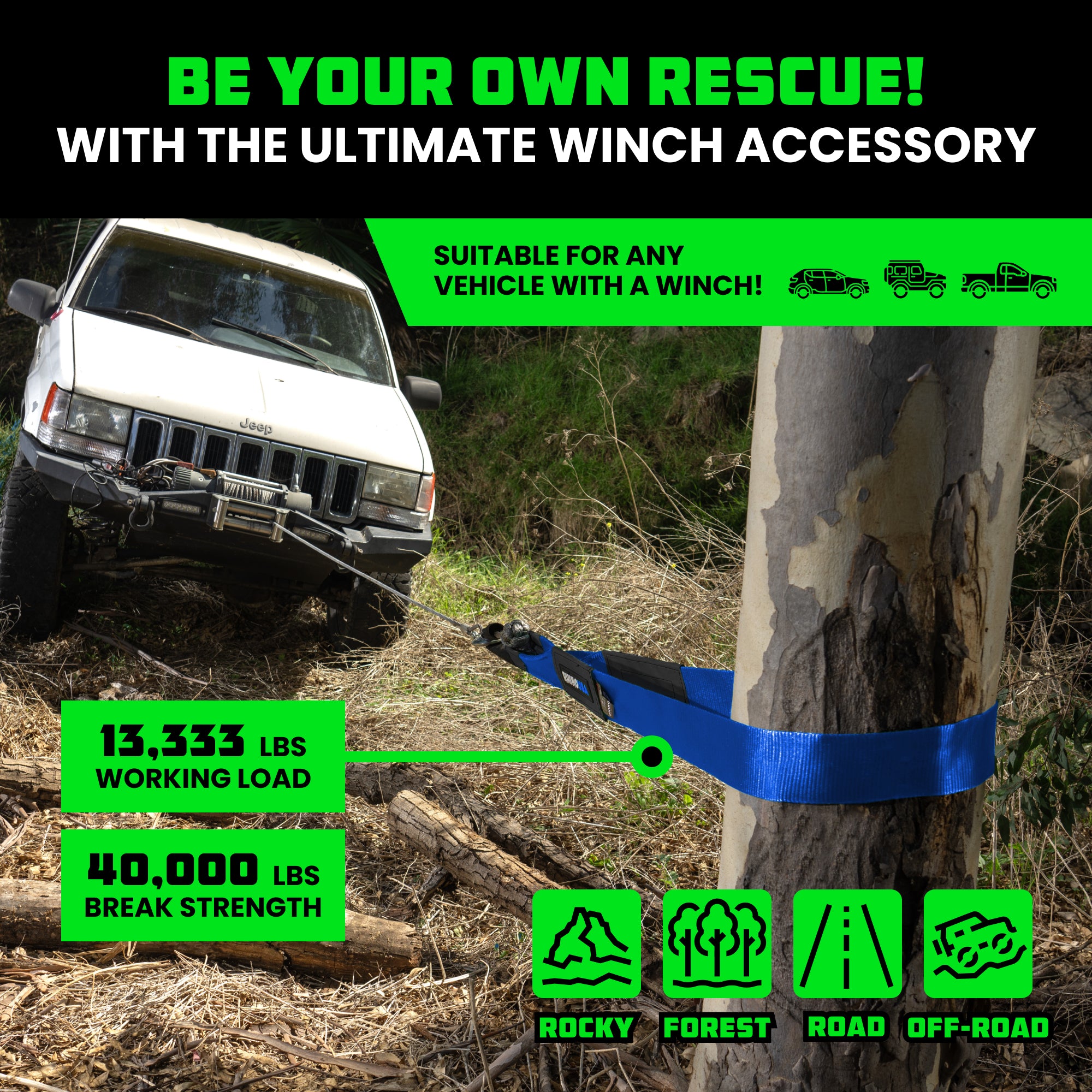 Extreme Max Tree Saver Strap - 3 In. X 6.5 Ft., 20,000 Ib. WLL 5600 - Foto 7