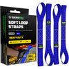 Rhino USA 4-pack heavy-duty motorcycle soft loop straps in blue, 1.6 inch by 17 inch with 5,000 lb break