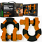 Rhino USA 8-ton super shackle set with isolators in orange, includes 2 D-ring shackles, washers, and clips