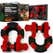 Rhino USA 8-ton super shackle set with isolators in red, includes 2 D-ring shackles, washers, and clips