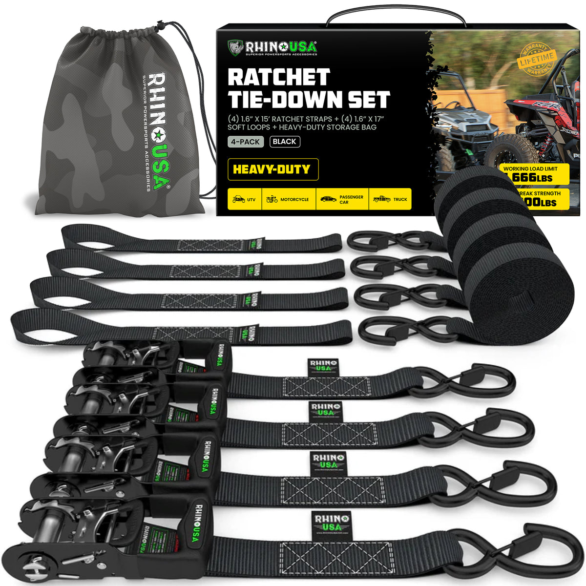 144 E-Track Ratchet Tie-Down Straps 2-Pack 144 E-Track Ratchet Tie-Down Straps 2-Pack