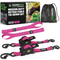 Rhino USA retractable tie-down set: 2-pack of pink 1" x 10' ratchet straps with camo storage bag