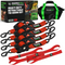 2 inch by 10 foot Rhino USA retractable ratchet straps 4-pack in red with storage bag