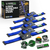 4-pack of Rhino USA 2 inch by 10 foot retractable e-track ratchet straps in blue with storage bag