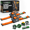 2-pack of Rhino USA 2 inch by 10 foot retractable e-track ratchet straps in orange with storage bag