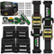 Rhino USA UTV wheel chock kit in black with 4 chocks, 2 e-track straps, hardware, and camo bag