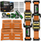 Rhino USA UTV wheel chock kit in orange with 4 chocks, 2 e-track straps, hardware, and camo bag