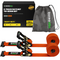 Rhino USA 2-pack e-track ratchet tie-down straps in orange, 2 inch by 16 foot with storage bag