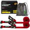 Rhino USA 2-pack e-track ratchet tie-down straps in red, 2 inch by 16 foot with storage bag