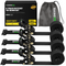 Rhino USA 4-pack e-track ratchet tie-down straps in black, 2 inch by 16 foot with storage bag