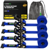 Rhino USA 4-pack e-track ratchet tie-down straps in blue, 2 inch by 16 foot with storage bag