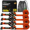 Rhino USA 4-pack e-track ratchet tie-down straps in orange, 2 inch by 16 foot with storage bag