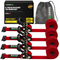 Rhino USA 4-pack e-track ratchet tie-down straps in red, 2 inch by 16 foot with storage bag