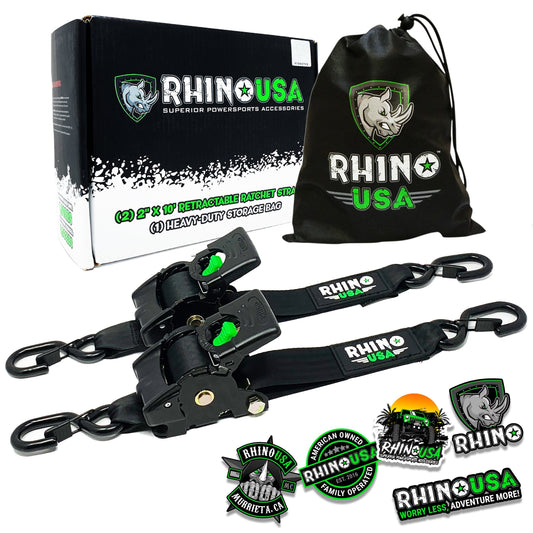 2" x 10' Retractable Ratchet Straps (2-Pack) Tie-Down Straps Rhino USA 