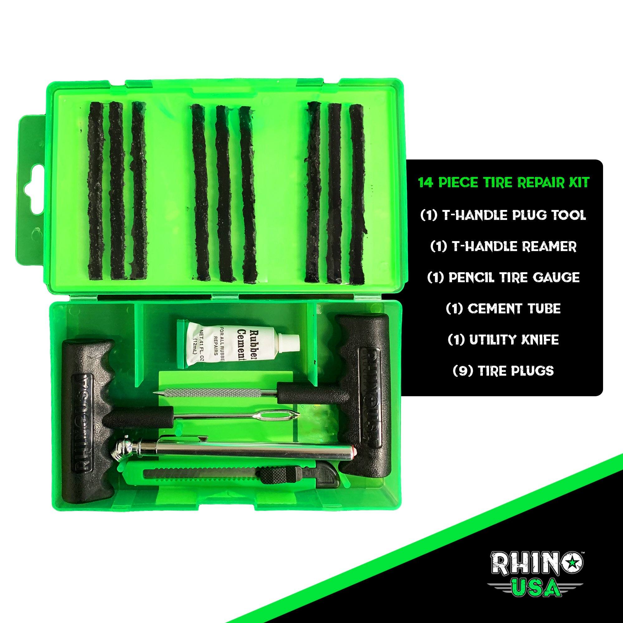 Rhino USA Kit Antipinchazos Coche (86 Piezas) – Repara Pinchazos Coche y  Ruedas Deshinchadas Fácilmente – Kit Pinchazos Coche, Moto, Quad, Remolque,  Tractor (86 Piezas) : : Automotriz y Motocicletas